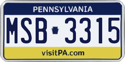 PA license plate MSB3315