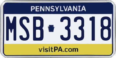 PA license plate MSB3318