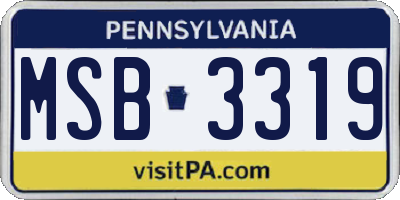 PA license plate MSB3319