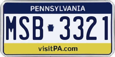 PA license plate MSB3321