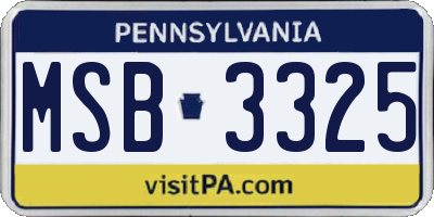 PA license plate MSB3325