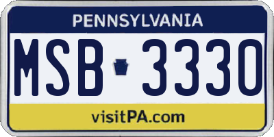 PA license plate MSB3330