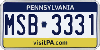 PA license plate MSB3331