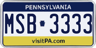 PA license plate MSB3333