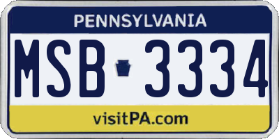 PA license plate MSB3334