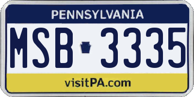 PA license plate MSB3335