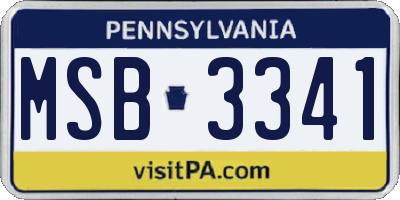 PA license plate MSB3341