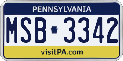 PA license plate MSB3342