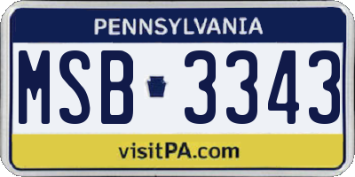 PA license plate MSB3343