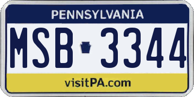 PA license plate MSB3344