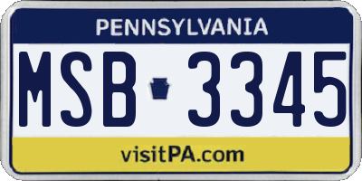PA license plate MSB3345