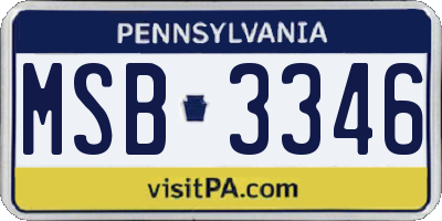 PA license plate MSB3346