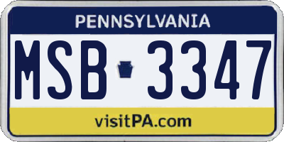 PA license plate MSB3347