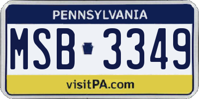 PA license plate MSB3349