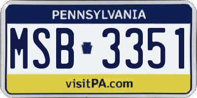 PA license plate MSB3351