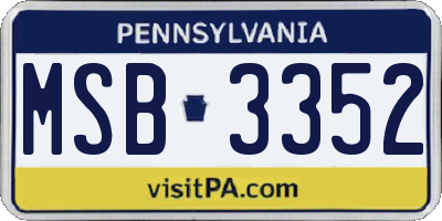 PA license plate MSB3352