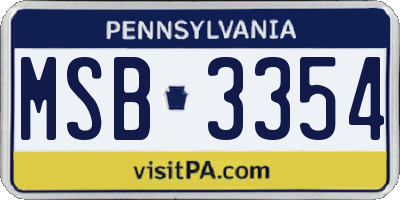 PA license plate MSB3354