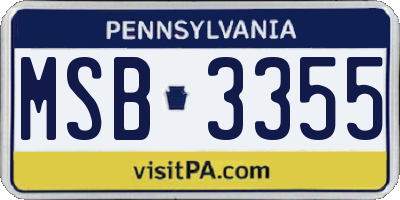 PA license plate MSB3355