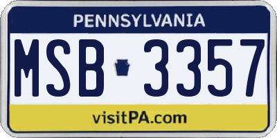 PA license plate MSB3357