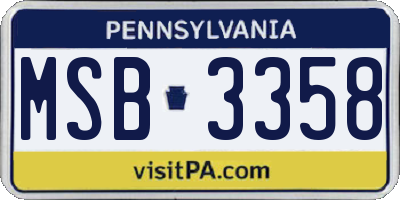 PA license plate MSB3358