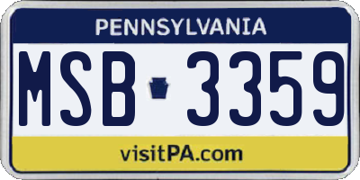 PA license plate MSB3359