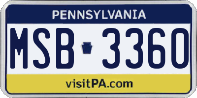 PA license plate MSB3360