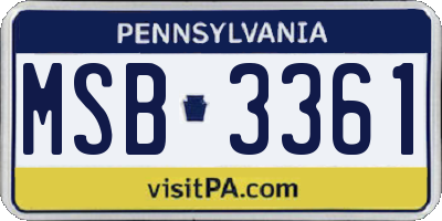 PA license plate MSB3361