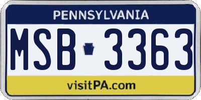 PA license plate MSB3363