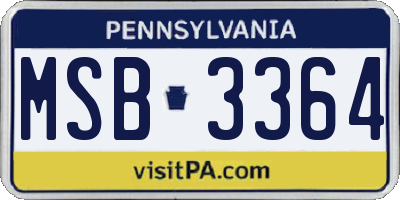 PA license plate MSB3364