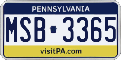 PA license plate MSB3365