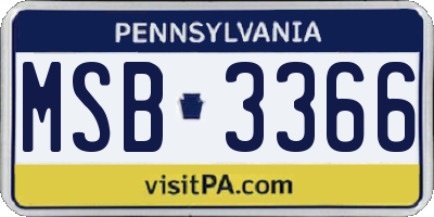PA license plate MSB3366