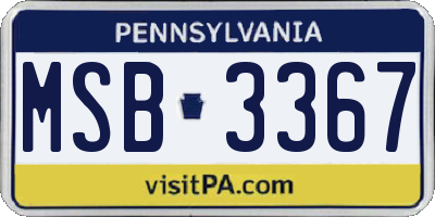 PA license plate MSB3367