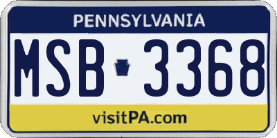 PA license plate MSB3368