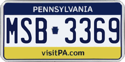PA license plate MSB3369