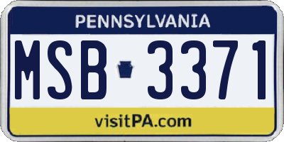 PA license plate MSB3371