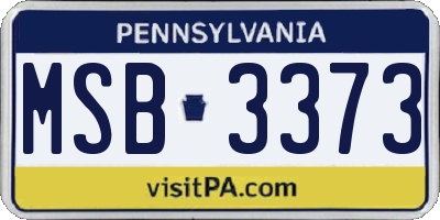 PA license plate MSB3373