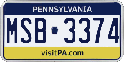 PA license plate MSB3374