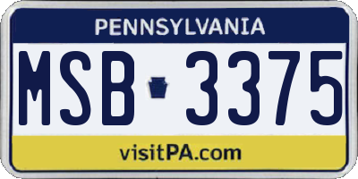 PA license plate MSB3375