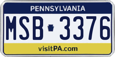 PA license plate MSB3376