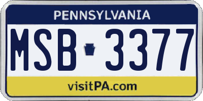 PA license plate MSB3377