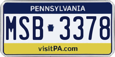 PA license plate MSB3378