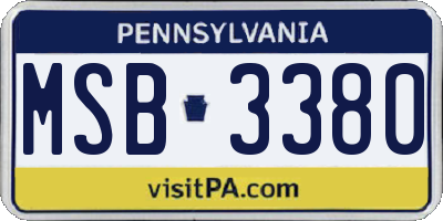 PA license plate MSB3380