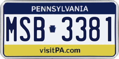 PA license plate MSB3381