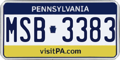 PA license plate MSB3383