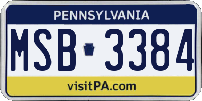 PA license plate MSB3384