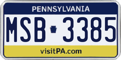 PA license plate MSB3385