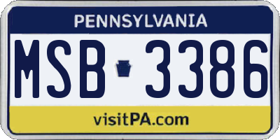PA license plate MSB3386