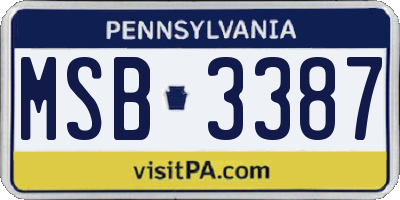 PA license plate MSB3387