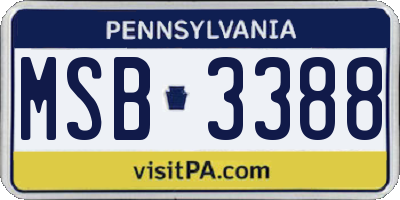 PA license plate MSB3388