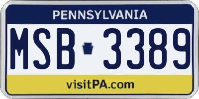 PA license plate MSB3389